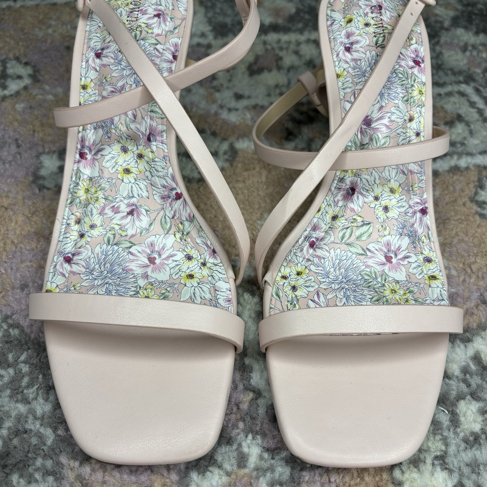 Light Pink Kitten Heel Sandals Size 9 Strappy Ankle Open Toe Coquette Feminine - Picture 3 of 9